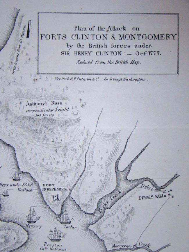A 19th century map entitled the "Plan of the Attack on Forts Clinton and Montgomery by the British Forces under Sir Henry Clinton, October 1777."